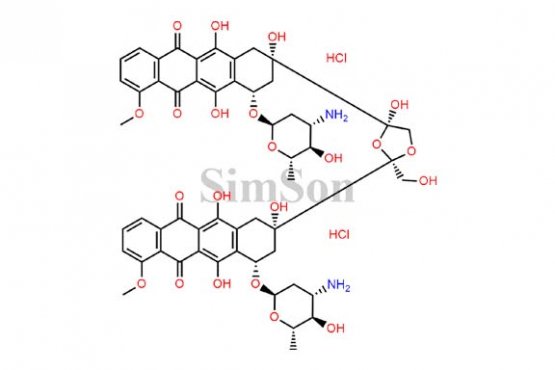 (R,S,R,S,8S,8~S,10S,10~S)-8,8~-((2R,4R)-4-hydroxy-2-(hydroxymethyl)-1,3-dioxolane-2,4-diyl)bis(10-(((2R,4S,5R,6S)-4-amino-5-hydroxy-6-methyltetrahydro-2H-pyran-2-yl)oxy)-6,8,11-trihydroxy-1-methoxy-7,8,9,10-tetrahydrotetracene-5,12-dione) dihydrochloride