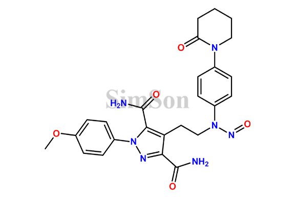 1-(4-methoxyphenyl)-4-(2-(nitroso(4-(2-oxopiperidin-1-yl)phenyl)amino)ethyl)-1H-pyrazole-3,5-dicarboxamide