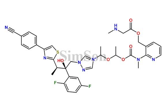 1-((2R,3R)-3-(4-(4-cyanophenyl)thiazol-2-yl)-2-(2,5-difluorophenyl)-2-hydroxybutyl)-4-(1-(1-((methyl(3-((2-(methylamino)acetoxy)methyl)pyridin-2-yl)carbamoyl)oxy)ethoxy)ethyl)-1H-1,2,4-triazol-4-ium