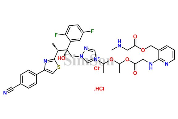 [2-[1-[1-[1-[(2R,3R)-3-[4-(4-cyanophenyl)thiazol-2-yl]-2-(2,5-difluorophenyl)-2-hydroxy-butyl]-1,2,4-triazol-4-ium-4-yl]ethoxy]ethoxycarbonyl-methyl-amino]-3-pyridyl]methyl2-(methylamino)acetate,chloride,hydrochloride