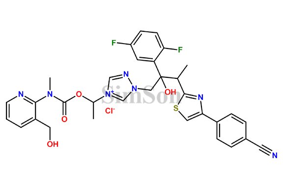 1-(3-(4-(4-cyanophenyl)thiazol-2yl)-2-(2,5-difluorophenyl)-2-hydroxybutyl)-4-(1-(((3-(hydroxymethyl)pyridin-2-yl)(methyl)carbamoyl)oxy)ethyl)-1H-1,2,4-triazol-4-ium chloride